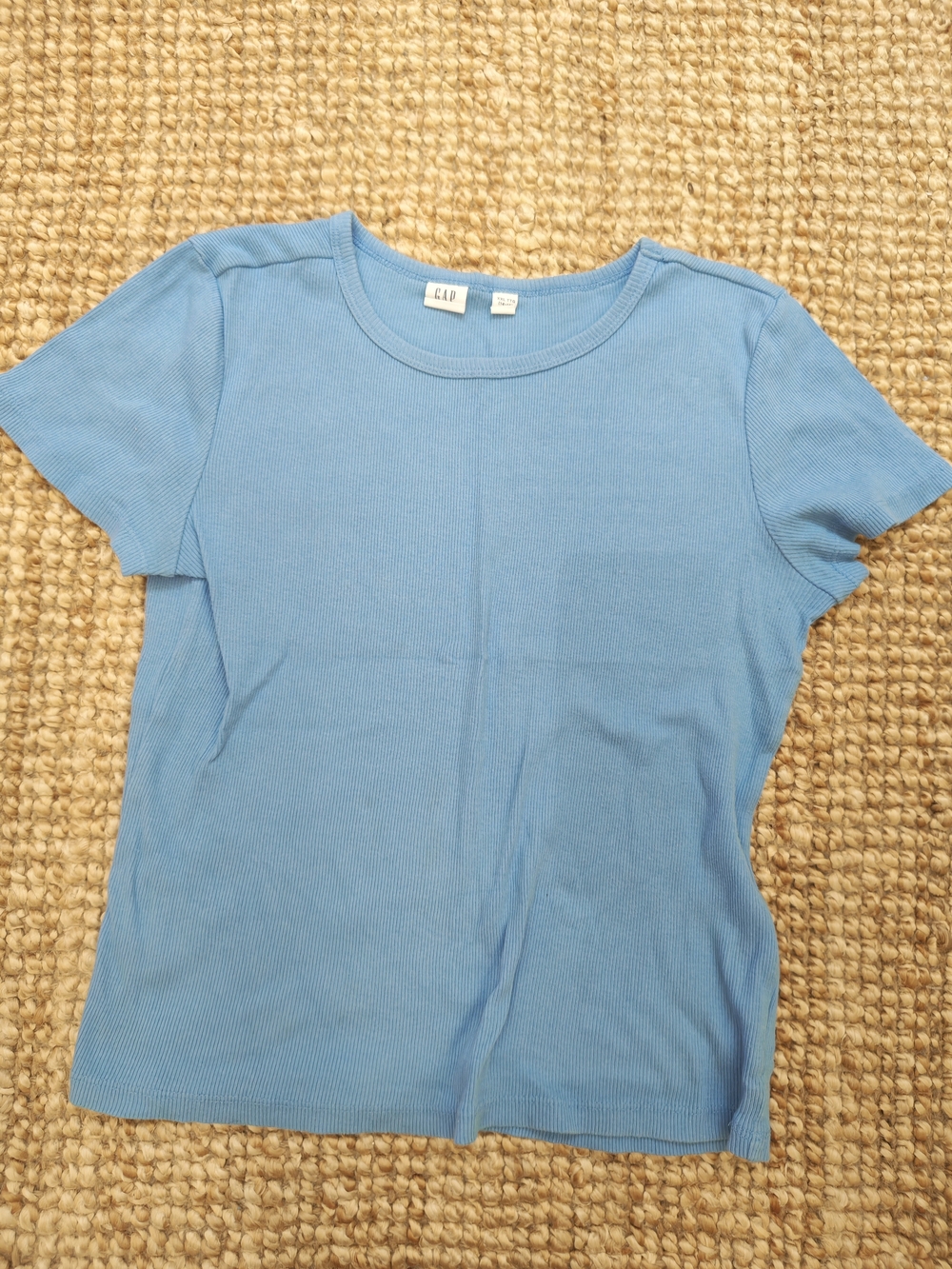 GAP Women's Short Sleeve Ribbed Tee in Light Blue